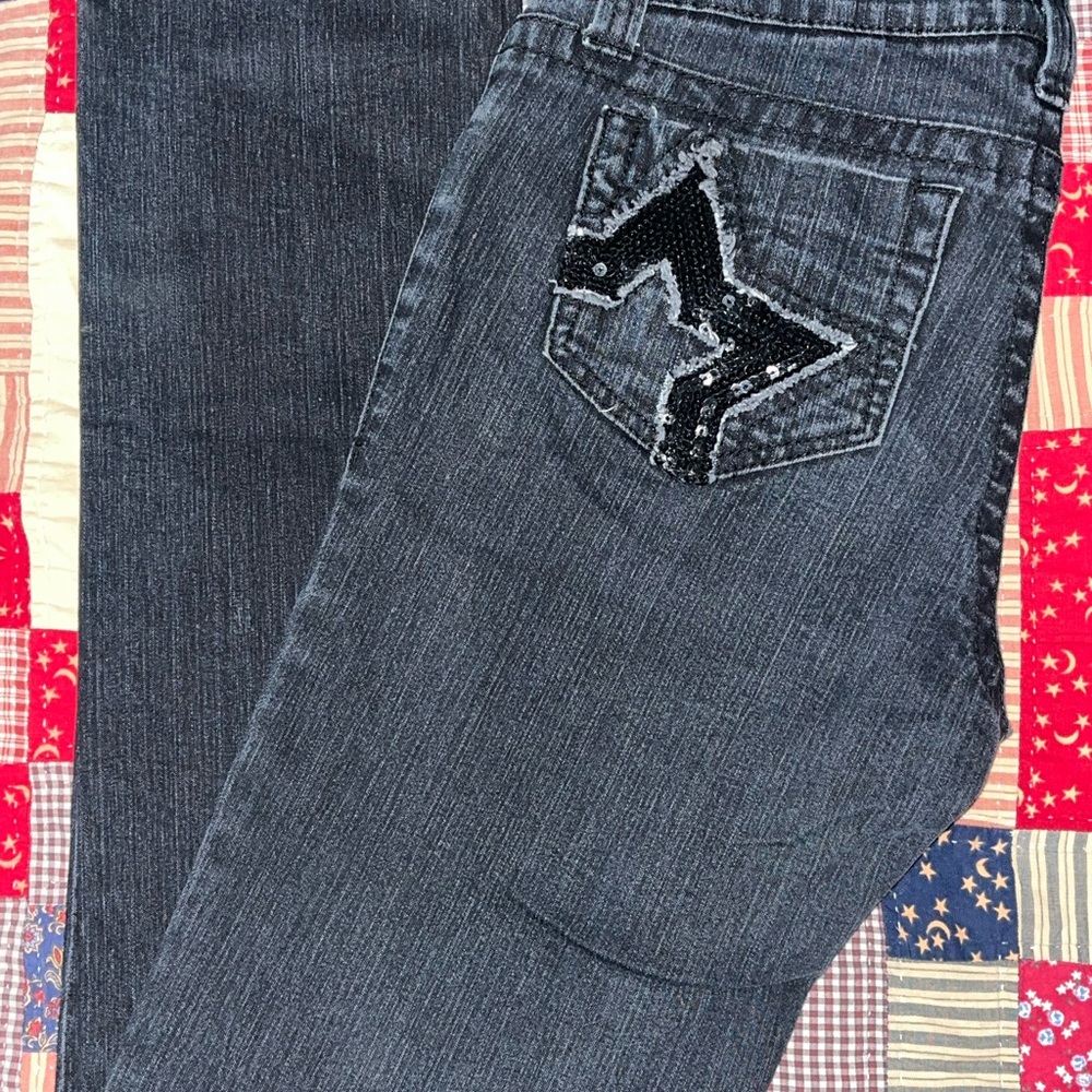 H2J Black Denim Jeans with Sequin Detail
